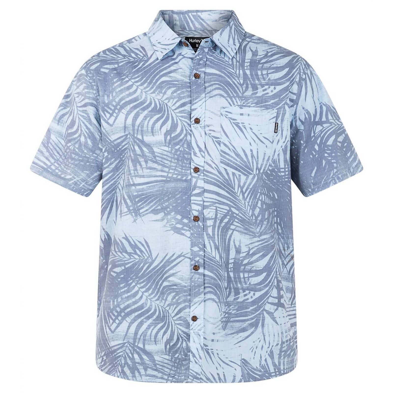 Hurley Scan Palm Short Sleeve Shirt In Psychic Blue 