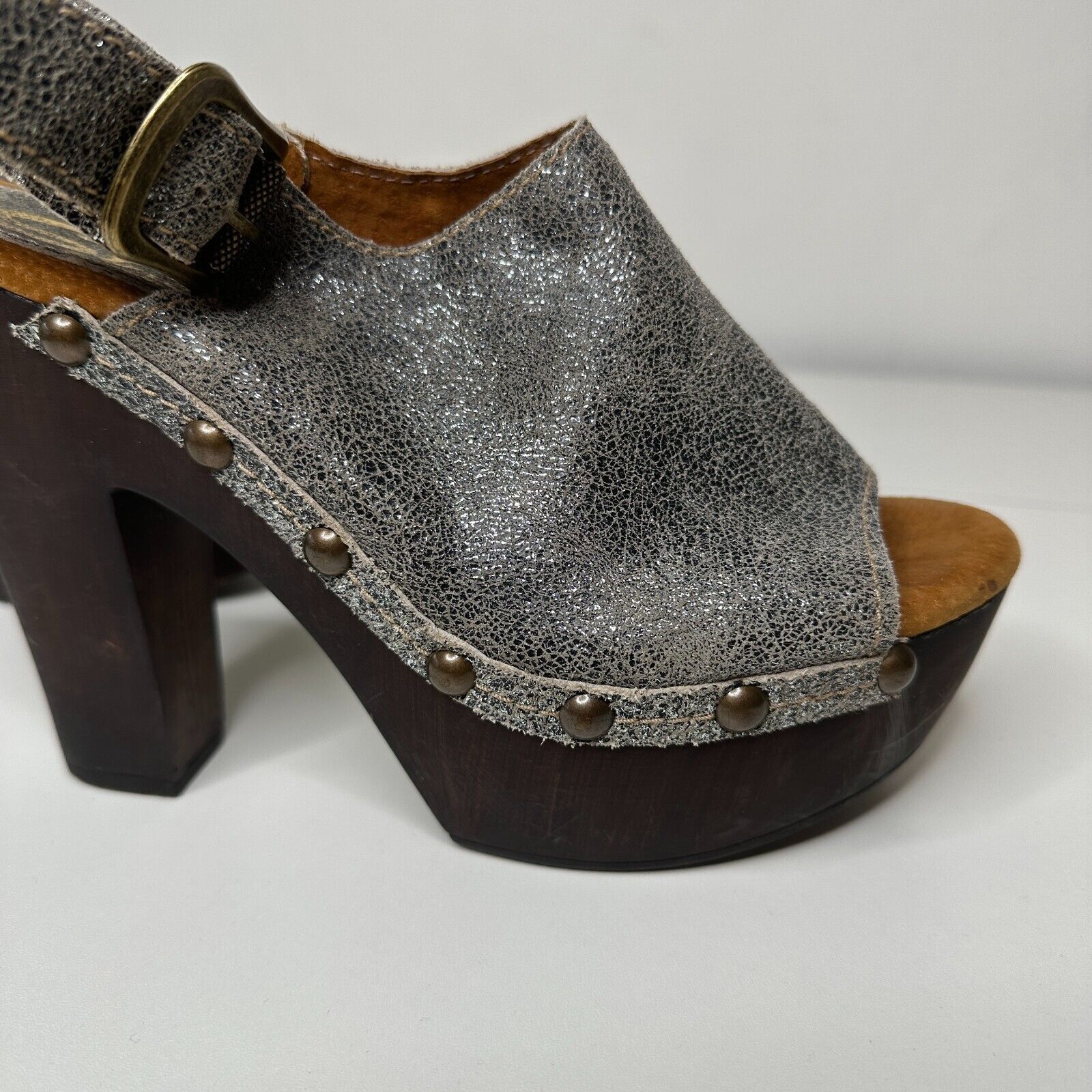 Other Sbicca Silver Leather Clunky Vintage Collection Open Toe 7 Size US 7 / IT 37 - 10 Thumbnail
