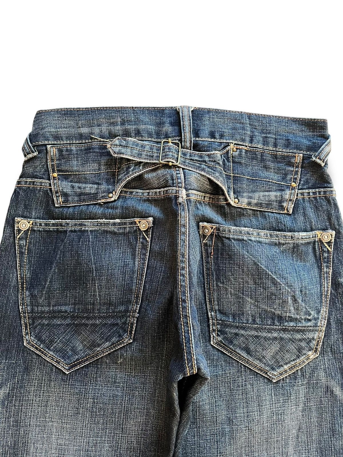 Japanese Brand Vintage Japanese Brand Buckle Back Mud Wash Rip Flare Jeans Size US 30 / EU 46 - 8 Thumbnail
