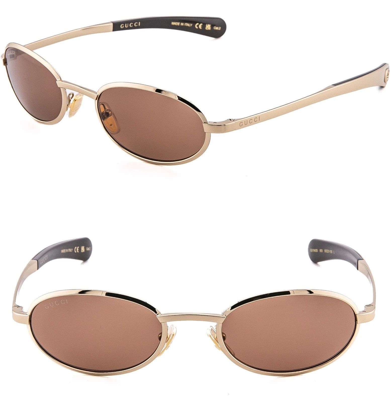 Gucci GUCCI GG1942S 1942 Gold Brown 003 Oval Narrow Metal Size ONE SIZE - 1 Thumbnail