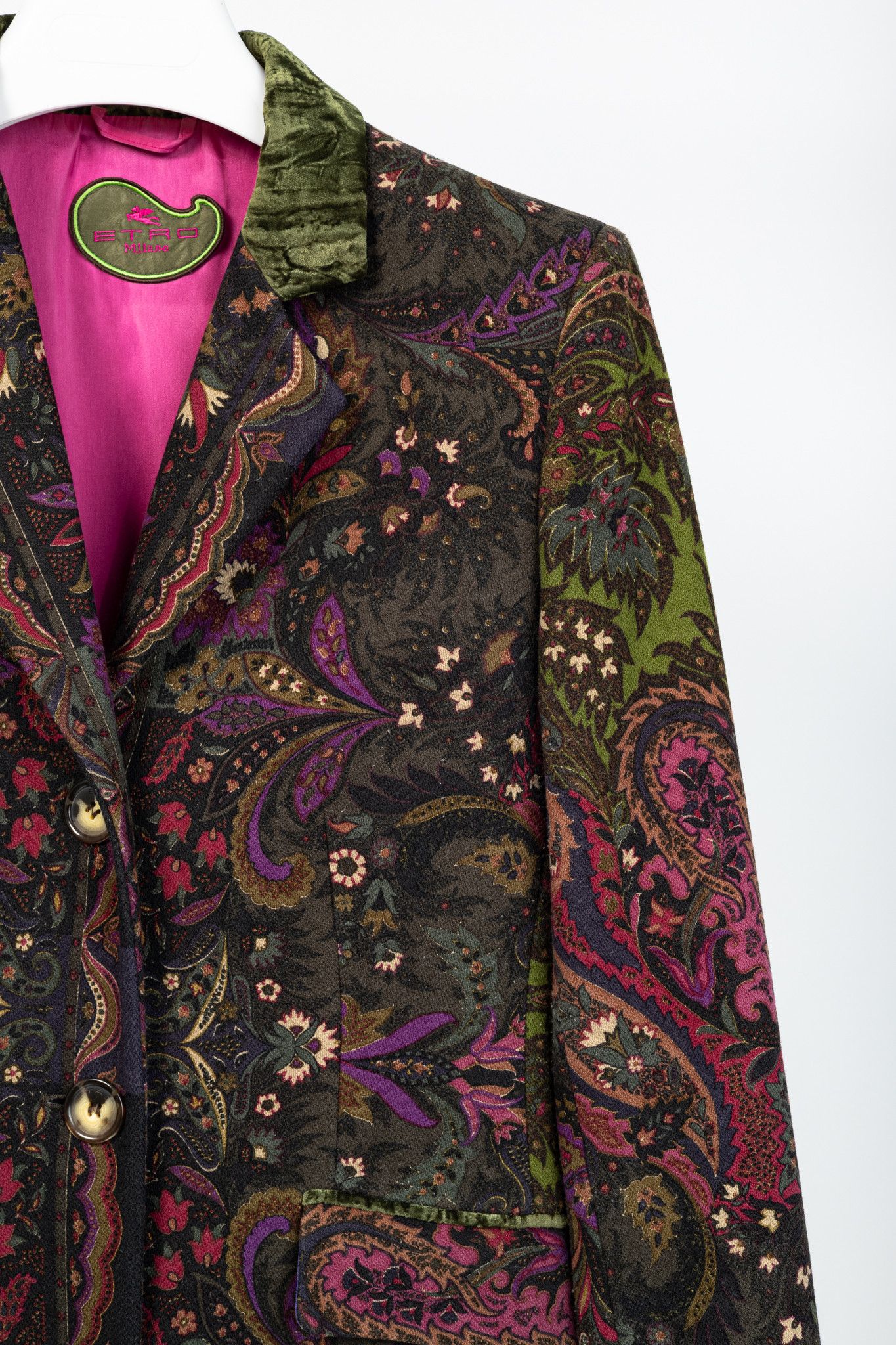Etro Etro Green Paisley Wool Buttoned Chester Coat Size M / US 6-8 / IT 42-44 - 5 Thumbnail