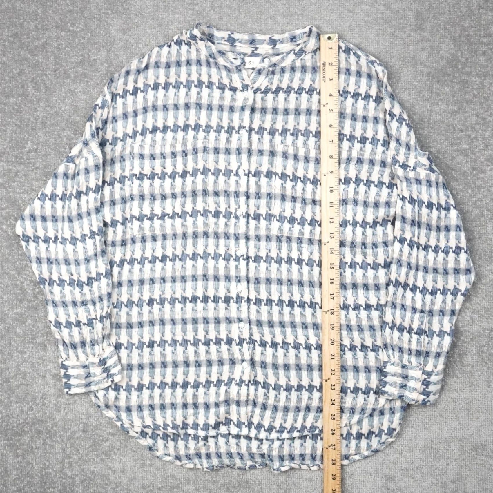 Lou & Grey Lou & Grey Loft Top Adult Small Blue Multicolor Textured Button Women A73 Size S / US 4 / IT 40 - 3 Thumbnail