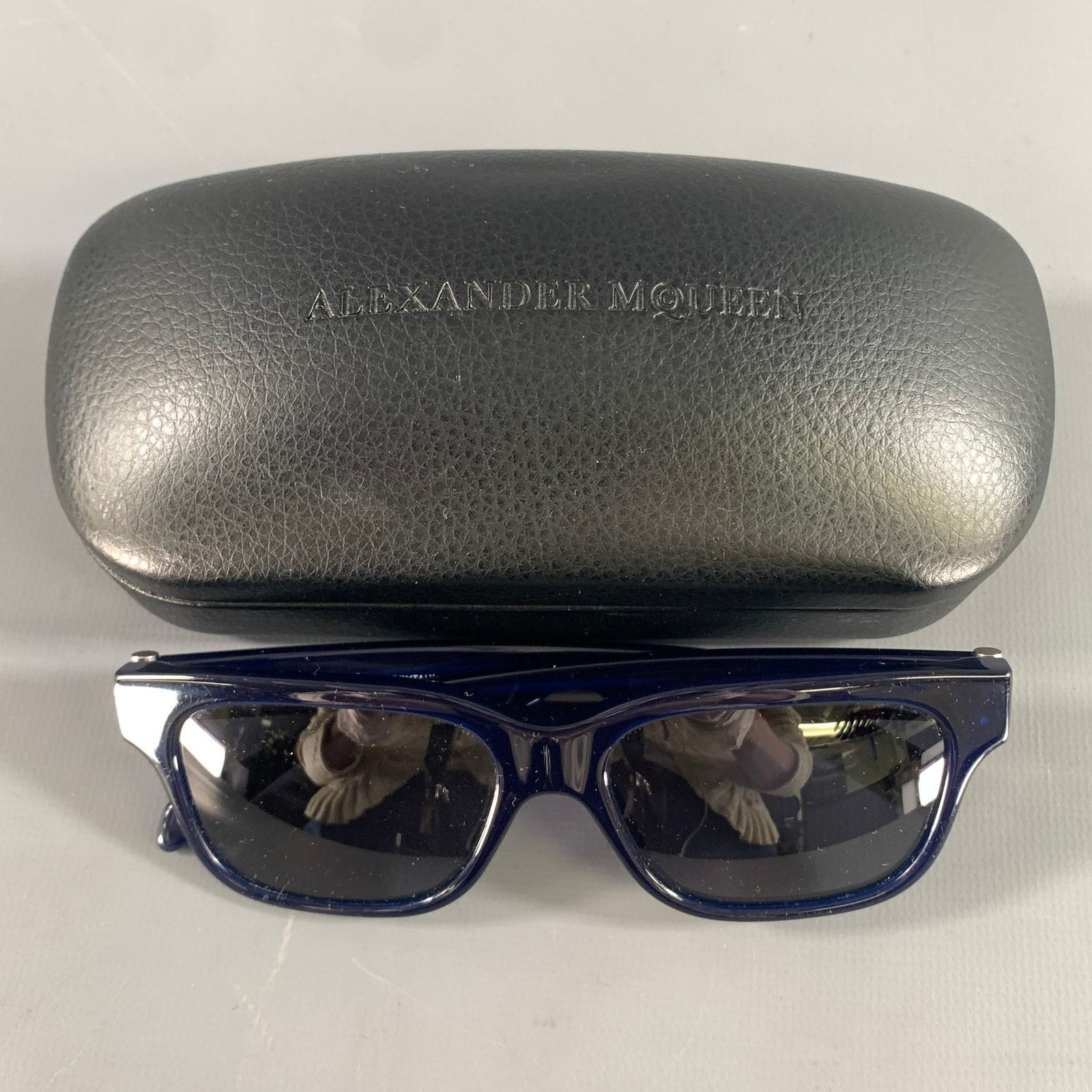 Alexander McQueen ALEXANDER MCQUEEN Blue Light Blue Stripe Sunglasses Size ONE SIZE - 7 Thumbnail