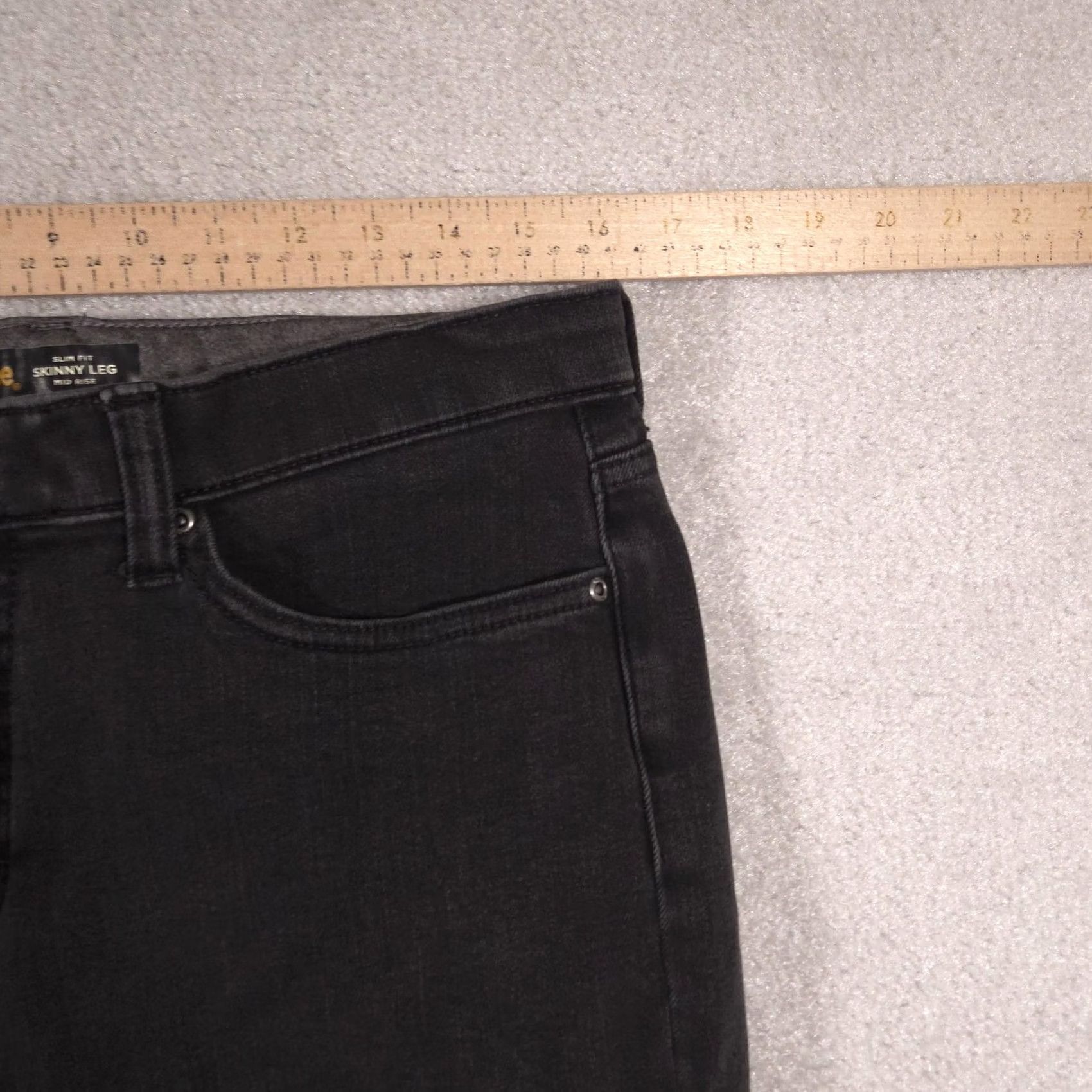 Lee Lee Jeans Womens 12 Gray Charcoal Wash Slim Fit Mid Rise Skinny Leg Stretch Size 34" / US 12 / IT 48 - 5 Thumbnail