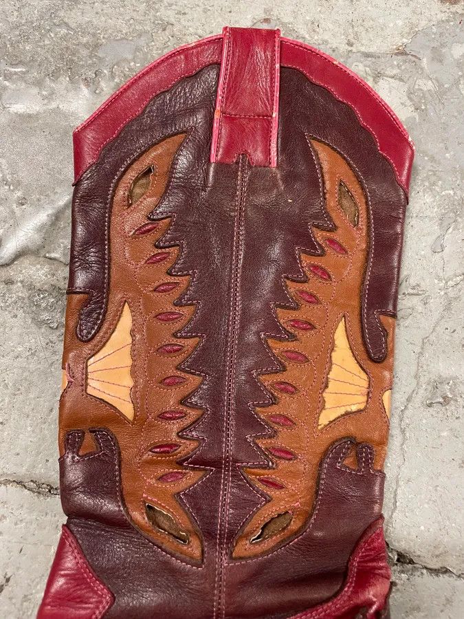 Dolce & Gabbana 2000s Dolce & Gabbana Red Texas Cow-boy Heels Size US 5 / IT 35 - 5 Thumbnail