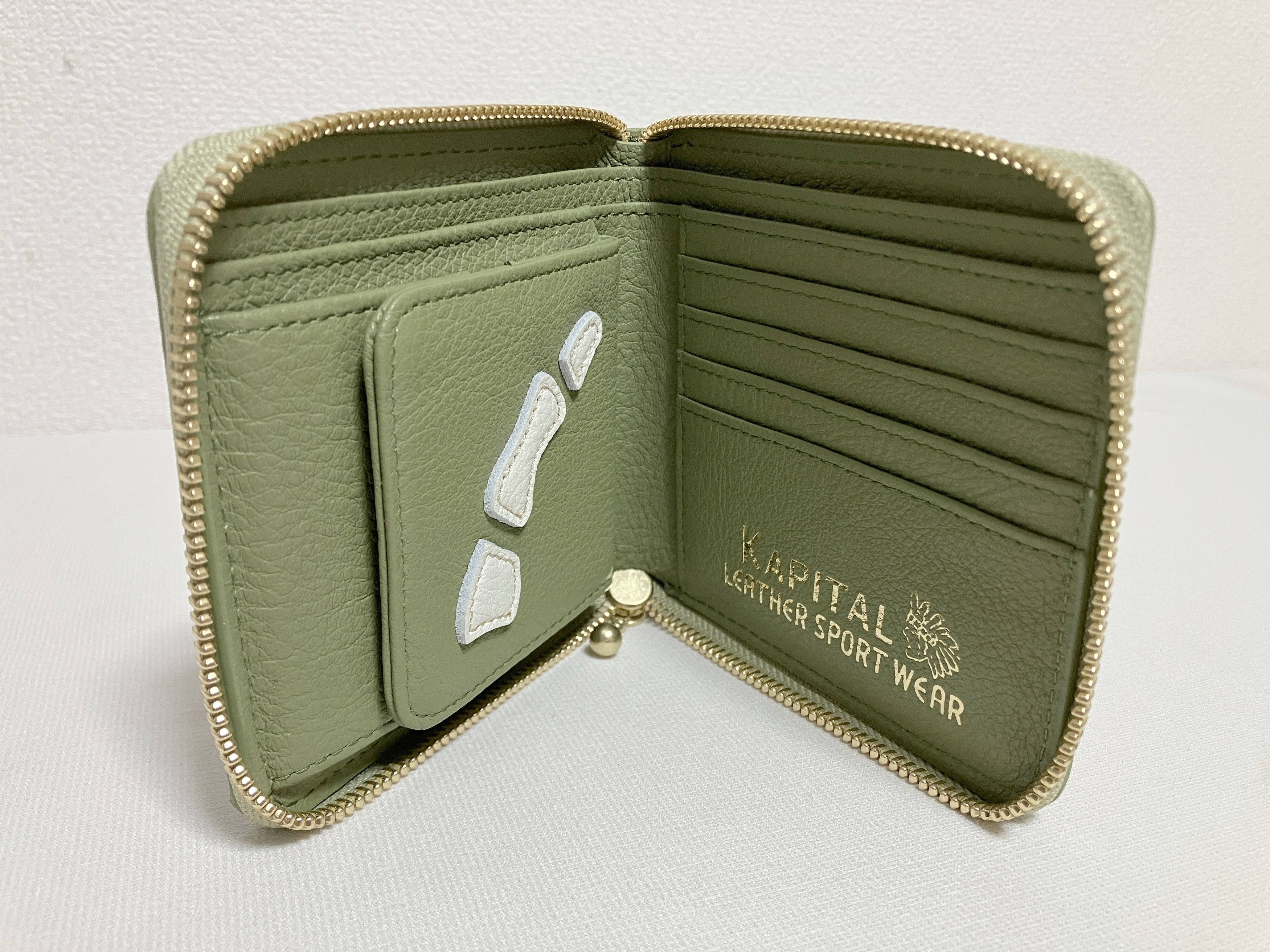 Kapital Kapital THUMBS UP BONE HAND ZIP leather wallet new khaki Size ONE SIZE - 3 Thumbnail
