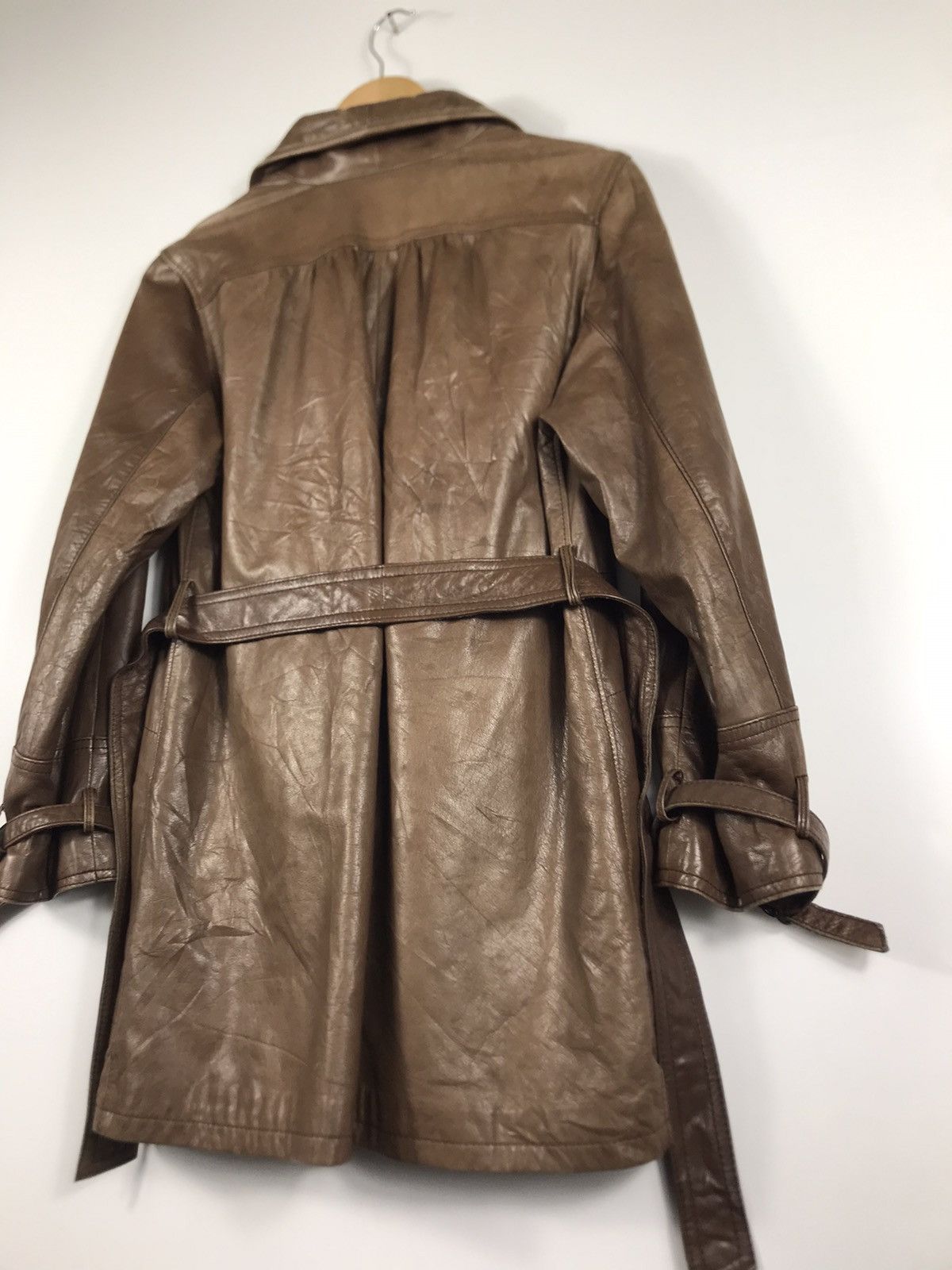 Genuine Leather ⚡️Vintage Duffle Leather Trench Coat Jacket Size M / US 6-8 / IT 42-44 - 13 Thumbnail