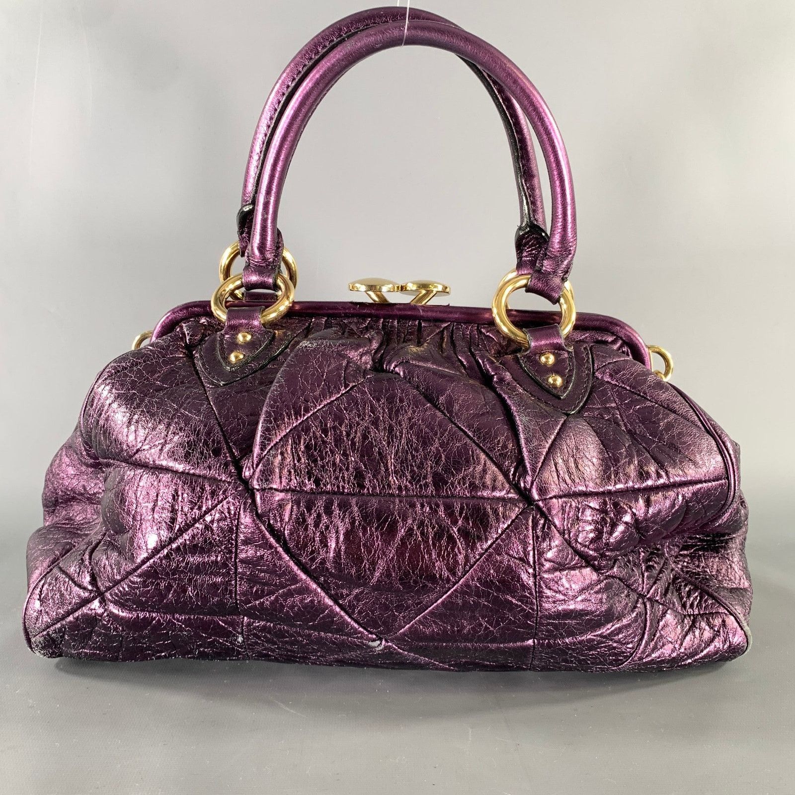 Marc Jacobs MARC JACOBS Purple Metallic Quilted Leather Satchel Size ONE SIZE - 1 Thumbnail