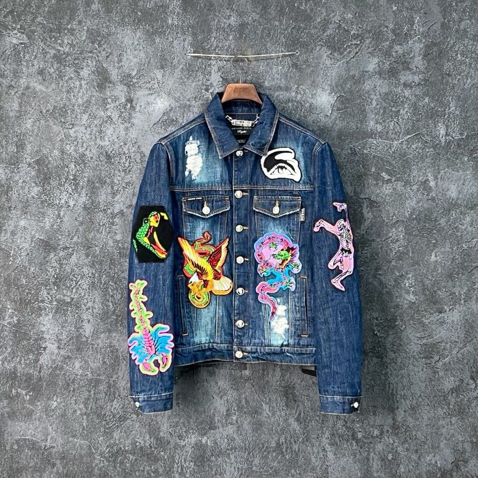 Philipp Plein Philipp Plein Denim Embroidered Light Jacket m Men Size US M / EU 48-50 / 2 - 1 Thumbnail