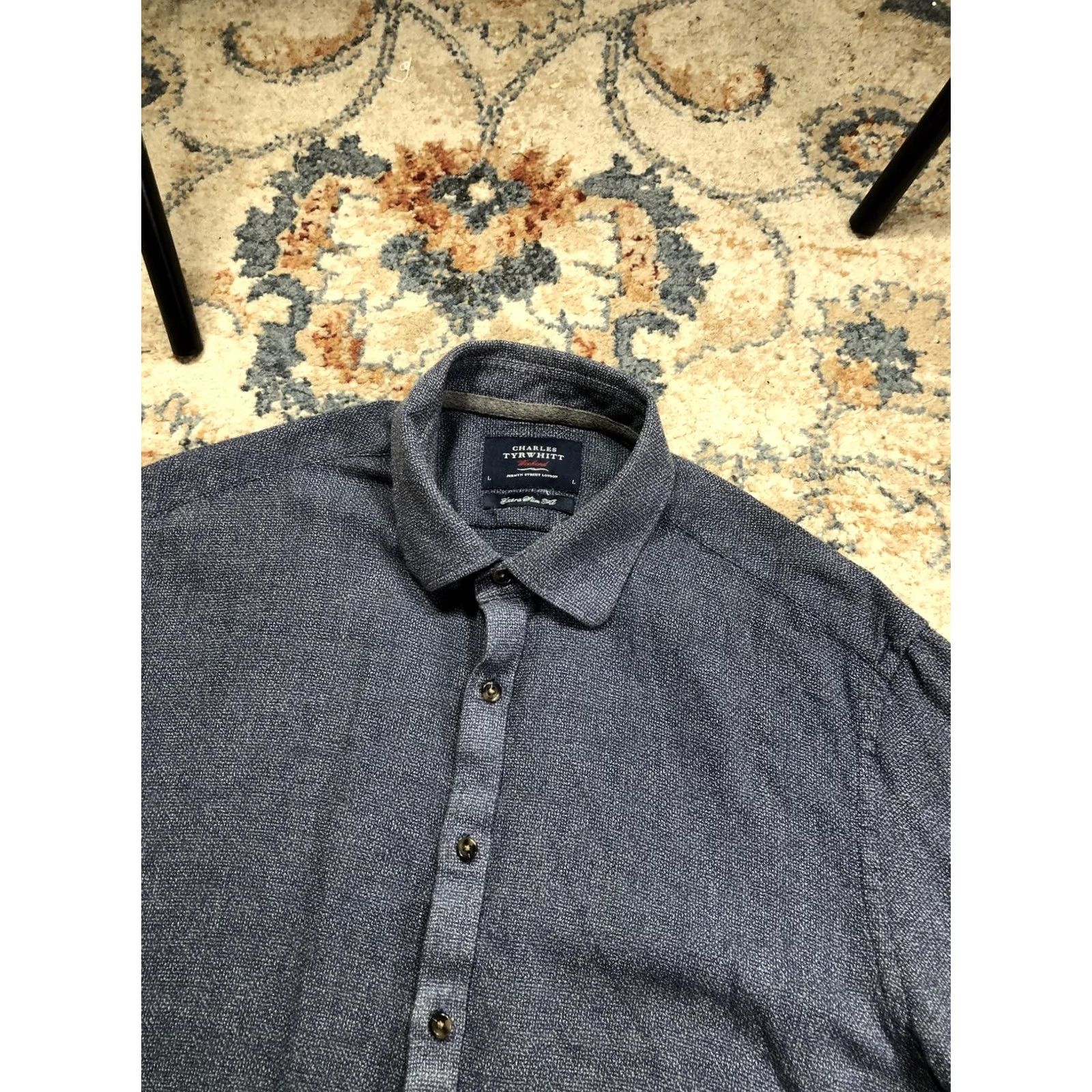 Charles Tyrwhitt Charles Tyrwhitt Weekend Shirt Mens Large Blue Extra Slim Fit Long Sleeve Size US L / EU 52-54 / 3 - 6 Thumbnail
