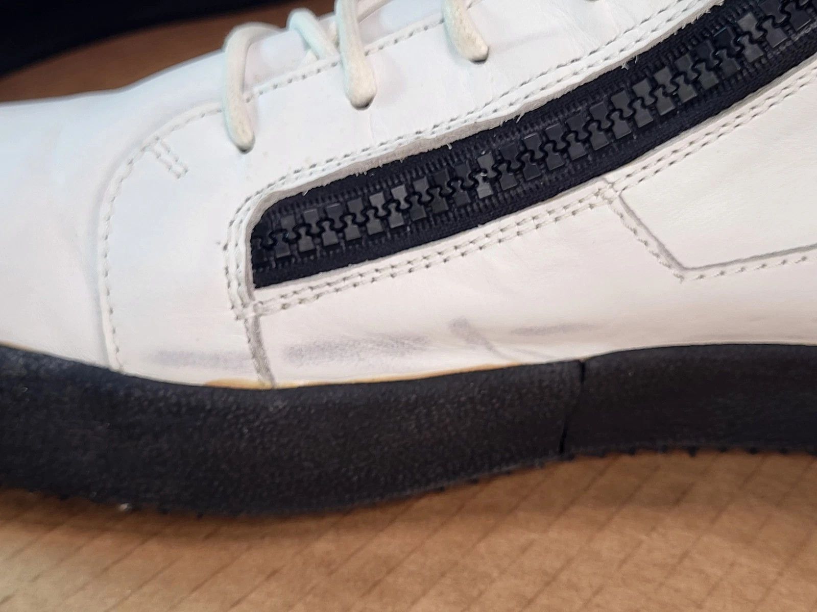 Giuseppe Zanotti Giuseppe Zanotti White Leather High Top Sneakers Dbl Zippers Size US 15 / EU 48 - 9 Thumbnail