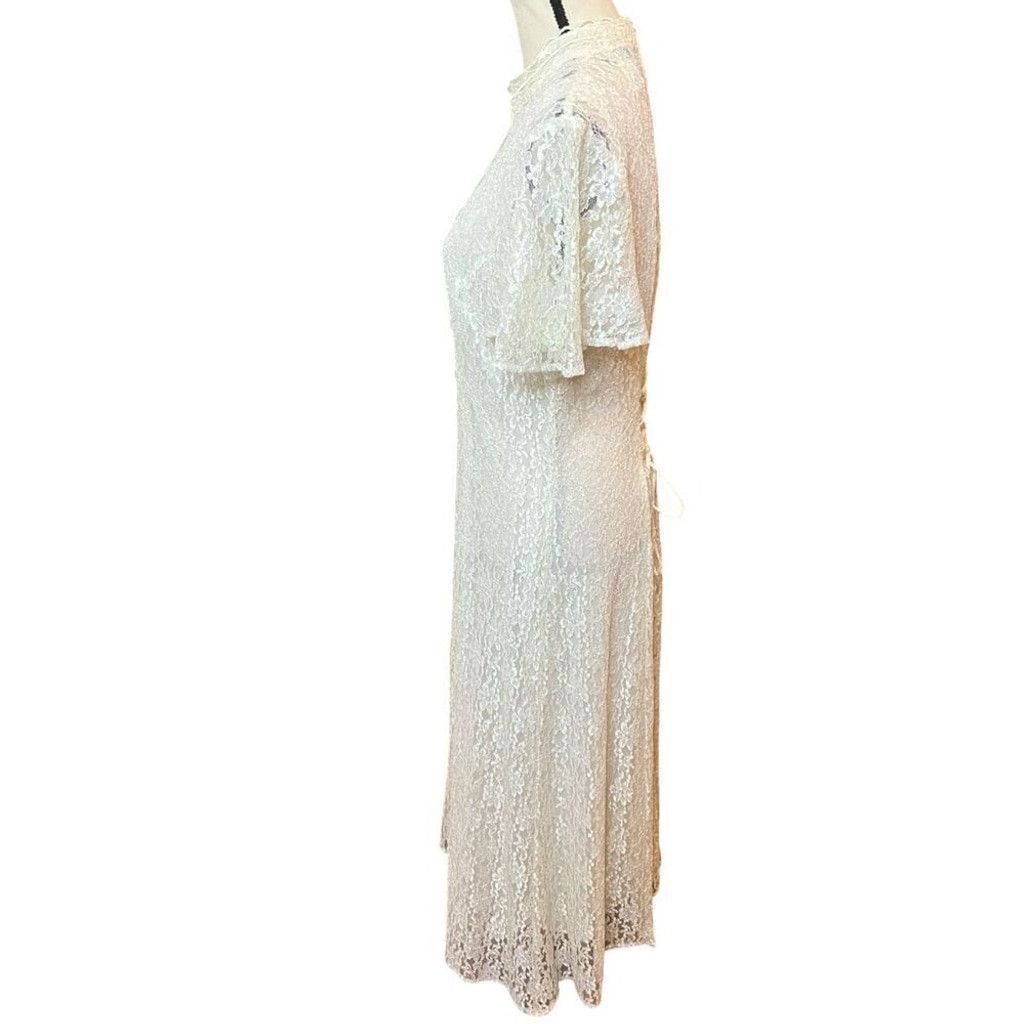 Vintage Vtg 70s/80 Dawn Joy Lace Sweetheart Key Hole Corset Dress M Size L / US 10 / IT 46 - 2 Thumbnail