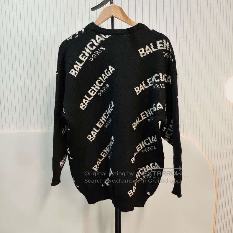 Balenciaga Balenciaga Full Print Logo Letter Black Sweater Size XS / US 0-2 / IT 36-38 - 2 Thumbnail