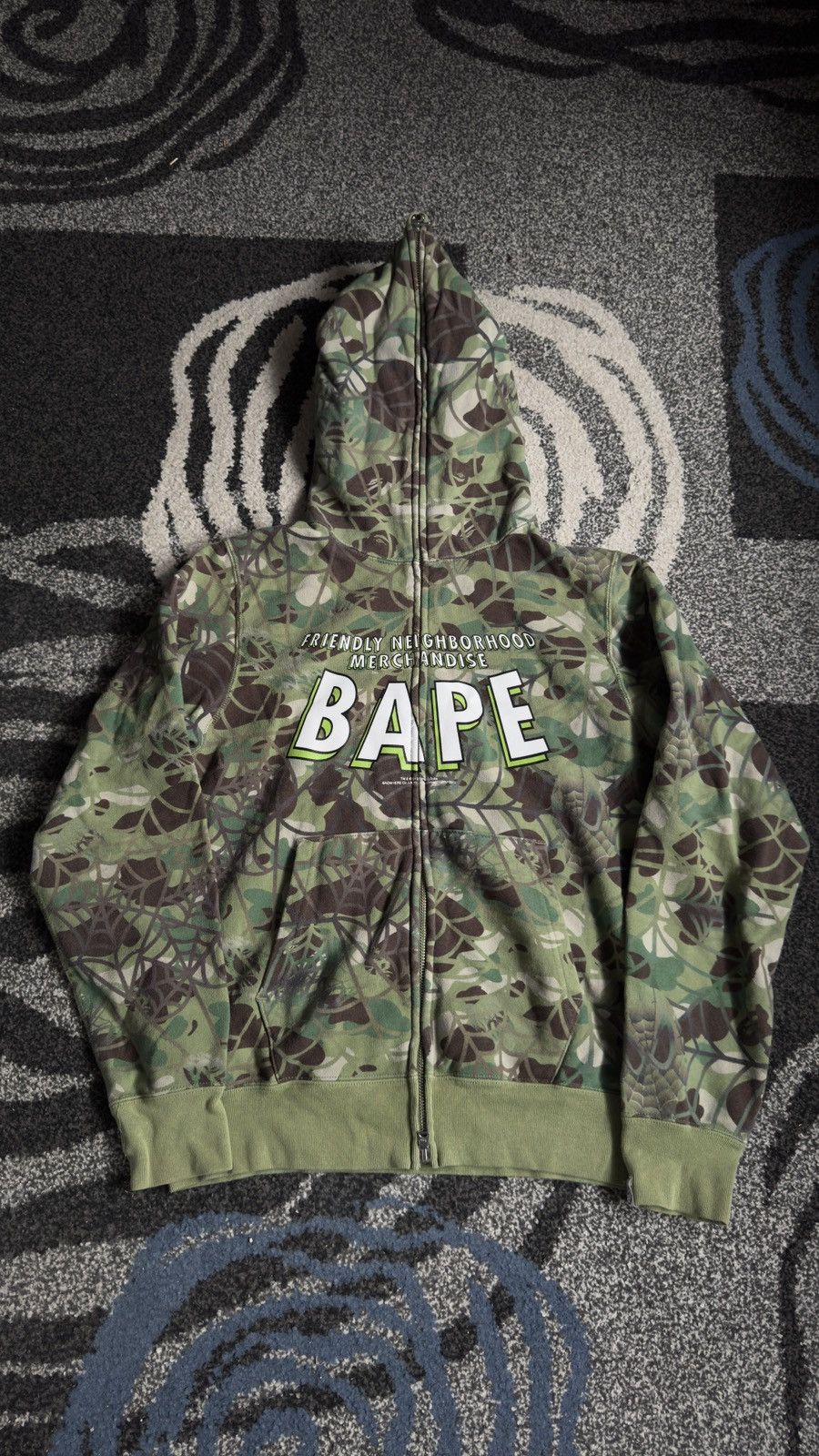 Bape × Marvel Comics Bape x Marvel Spider-Man Camo Full Zip Hoodie 