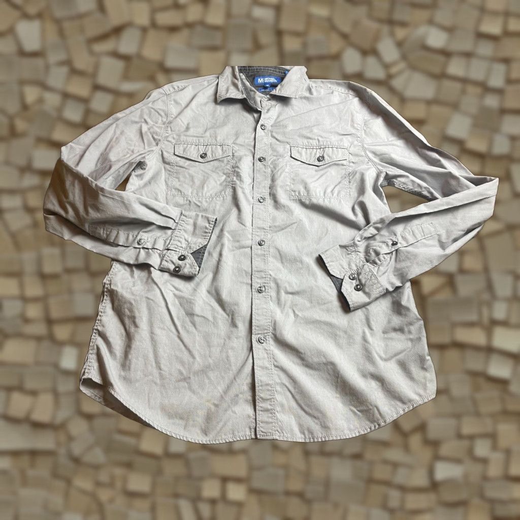 Vintage Michael Brandon Shirt Men's M Gray Button Up Long Sleeve Pockets Modern Fit Regular Size US M / EU 48-50 / 2 - 1 Thumbnail