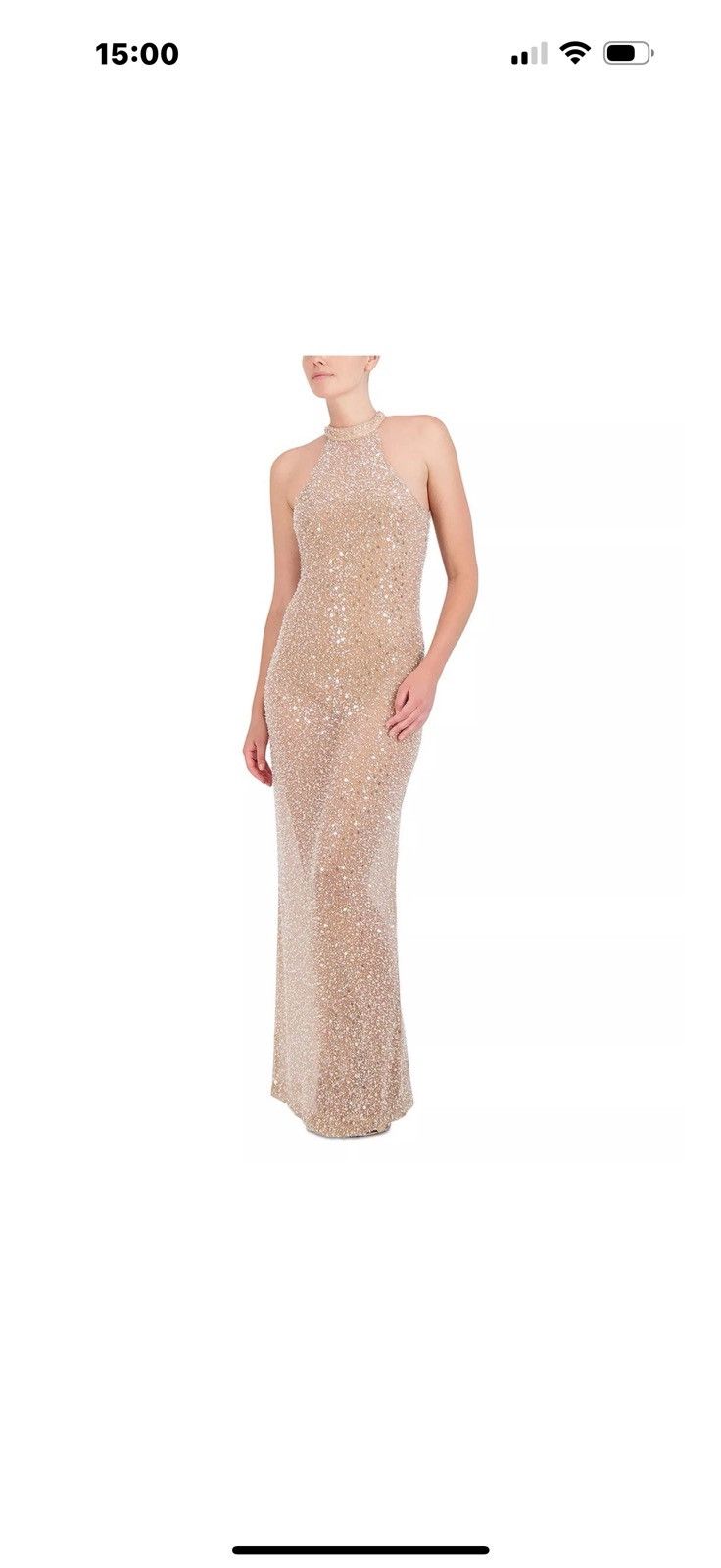 Bcbgmaxazria BCBGMAXAZRIA Jules Beaded Semi-Sheer Halter Gown Size XS / US 0-2 / IT 36-38 - 10 Thumbnail