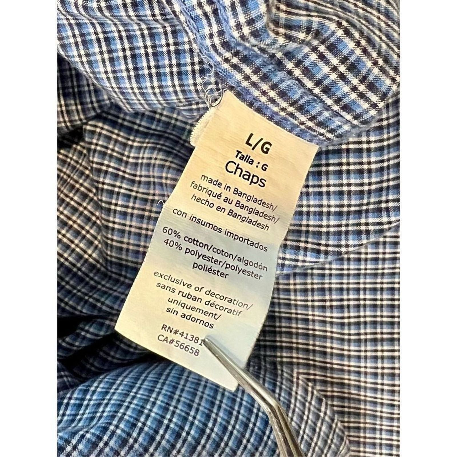 Chaps Chaps Blue Gingham Poplin Button Down Shirt LARGE Business Size US L / EU 52-54 / 3 - 9 Thumbnail