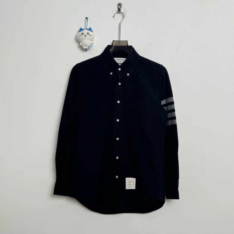 Thom Browne Thom Browne Navy Flannel Striped Shirt-dmc Size US XS / EU 42 / 0 - 1 Thumbnail