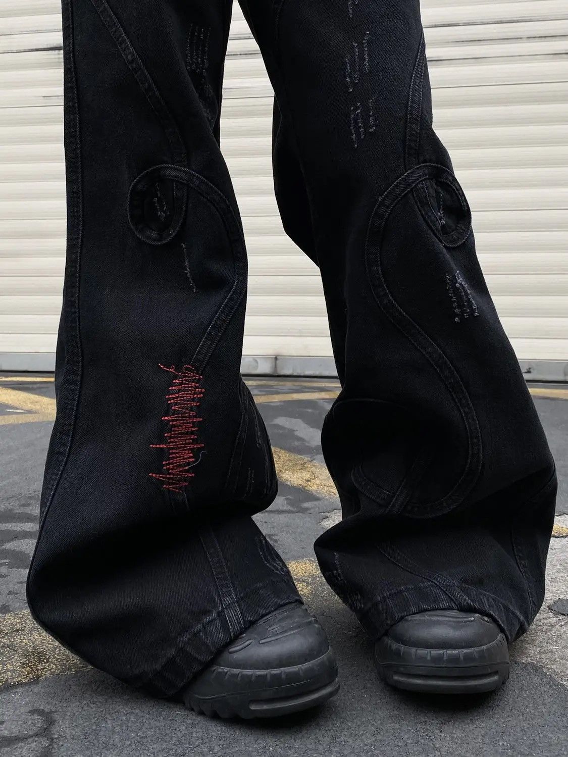 Jean Embroidered micro flared baggy jeans Size US 32 / EU 48 - 4 Thumbnail
