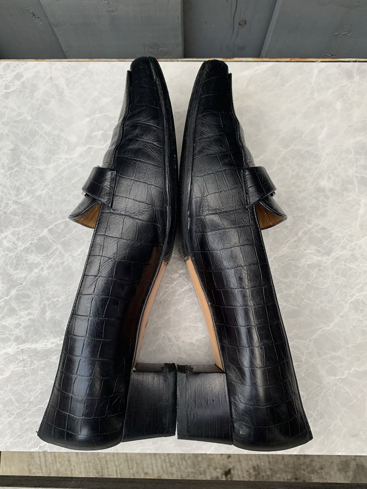 Salvatore Ferragamo × Vintage Vintage Salvatore Ferragamo Boutique Croc Leather Square Toe Size US 6.5 / IT 36.5 - 10 Thumbnail