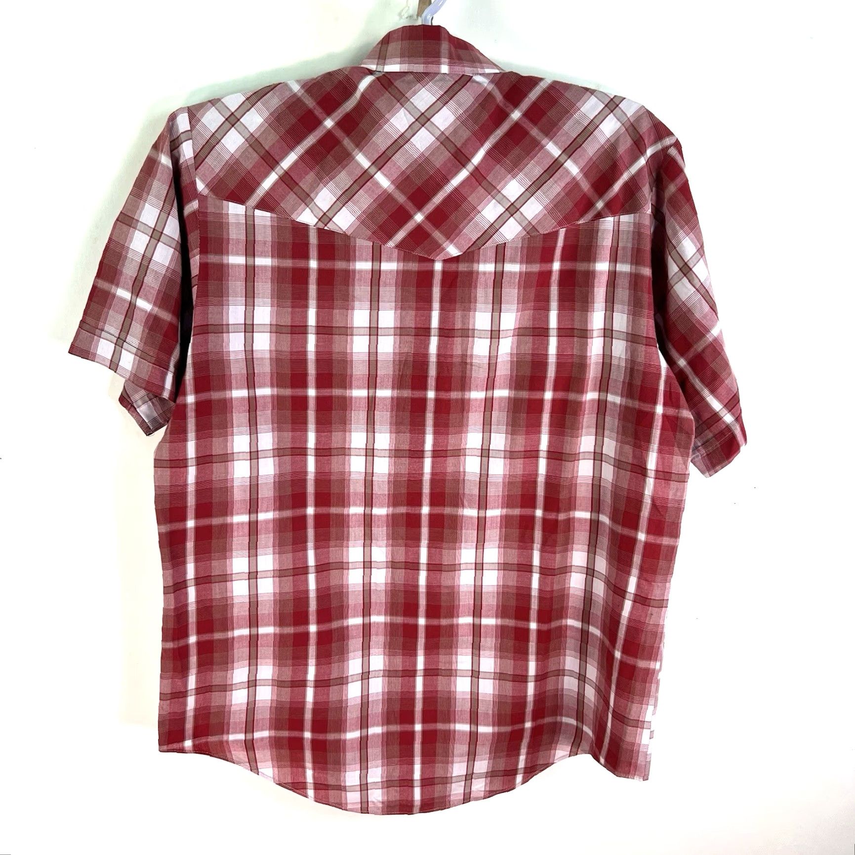 Vintage Plains Western Wear Plaid Pearlsnap Shirt Mens M Red Short Sleeve Shirt Size US M / EU 48-50 / 2 - 2 Thumbnail