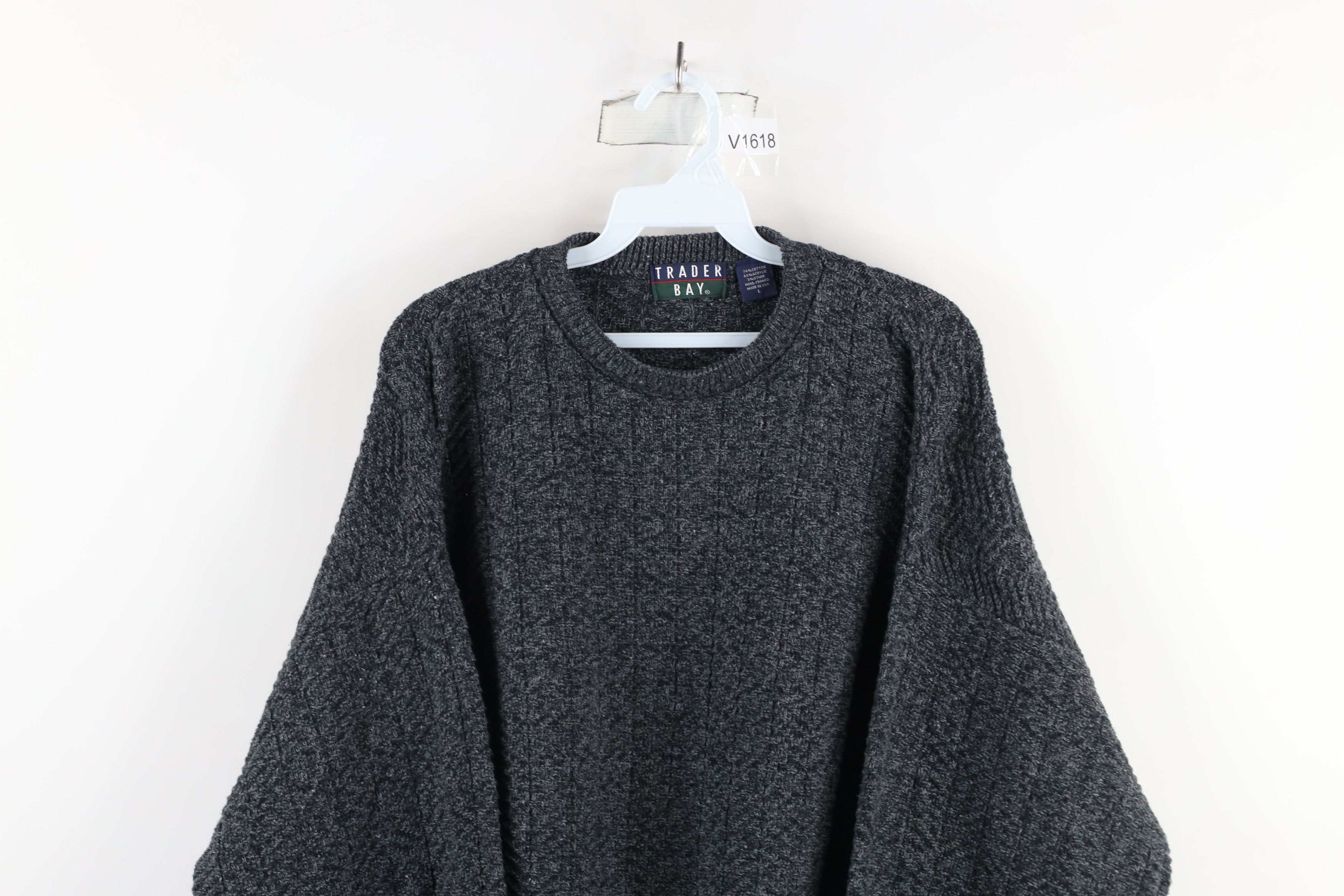 Vintage Vintage 90s Streetwear Hand Framed Knit Sweater Gray Size US L / EU 52-54 / 3 - 2 Thumbnail