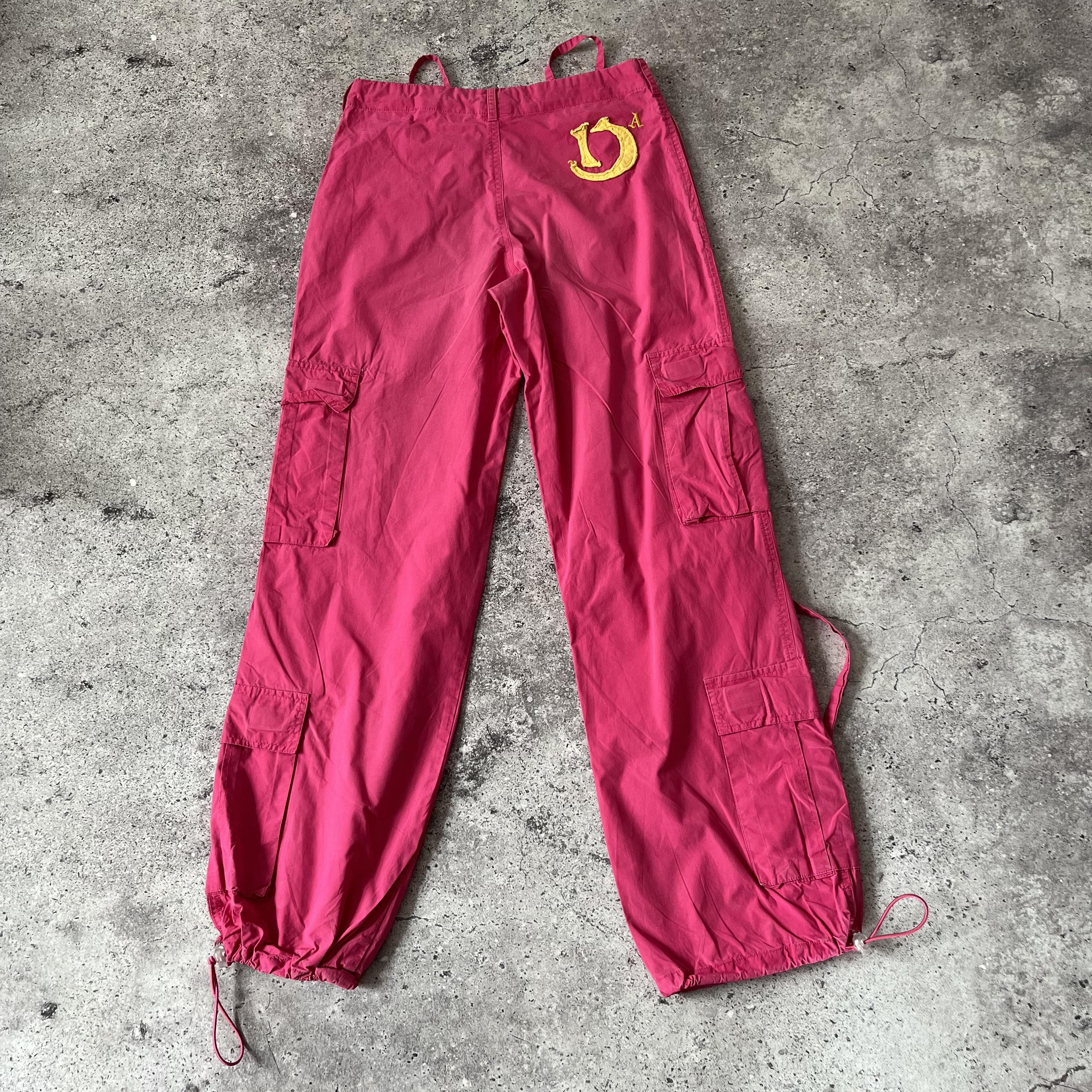 Japanese Brand × Vintage Vintage Y2K Pink Cargo Japanese Style Parachute Pants Size 36" / US 14 / IT 50 - 2 Thumbnail