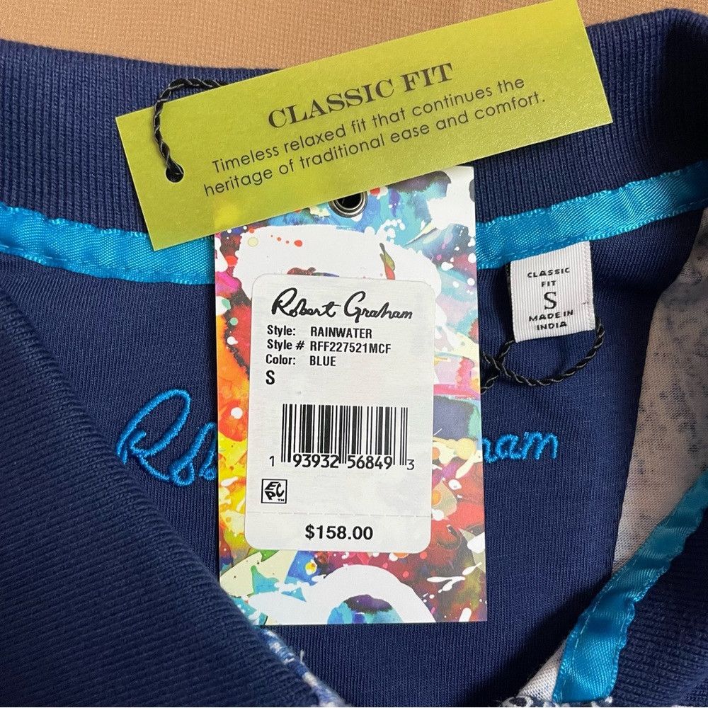 Robert Graham NWT New $158 Robert Graham Rainwater Blue Classic Fit Polo Size US S / EU 44-46 / 1 - 5 Thumbnail