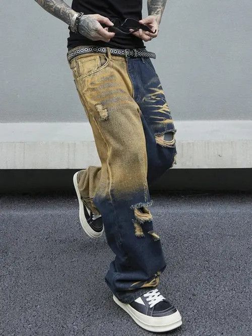Jean × Vintage Ripped Rusty Distressed Denim Jeans Straight Leg Size US 32 / EU 48 - 2 Thumbnail