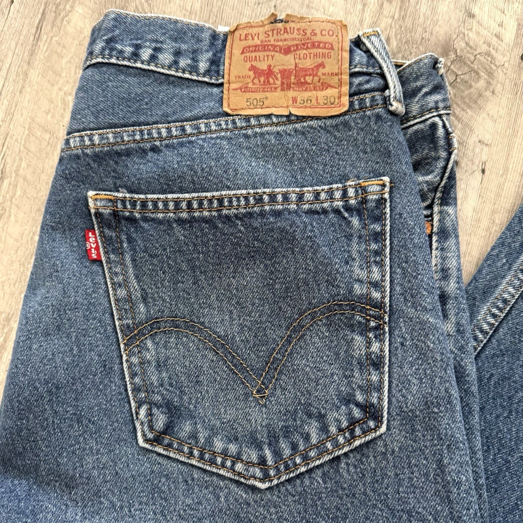 Levi's Levi's 505 Jeans Mens 36x30 Blue Distressed 5-Pocket Denim Regular Straight Red Tab Casual Comfortable Classic USA Brand Mens Size US 36 / EU 52 - 6 Thumbnail