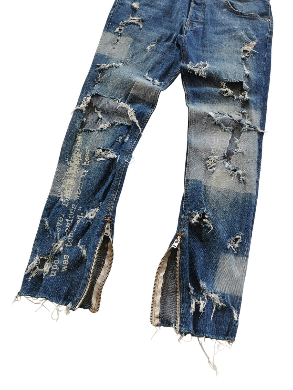 Zara Grunge Zara Distressed Zippered Ankle Slim Jeans, 32x28.5 Size US 32 / EU 48 - 3 Thumbnail