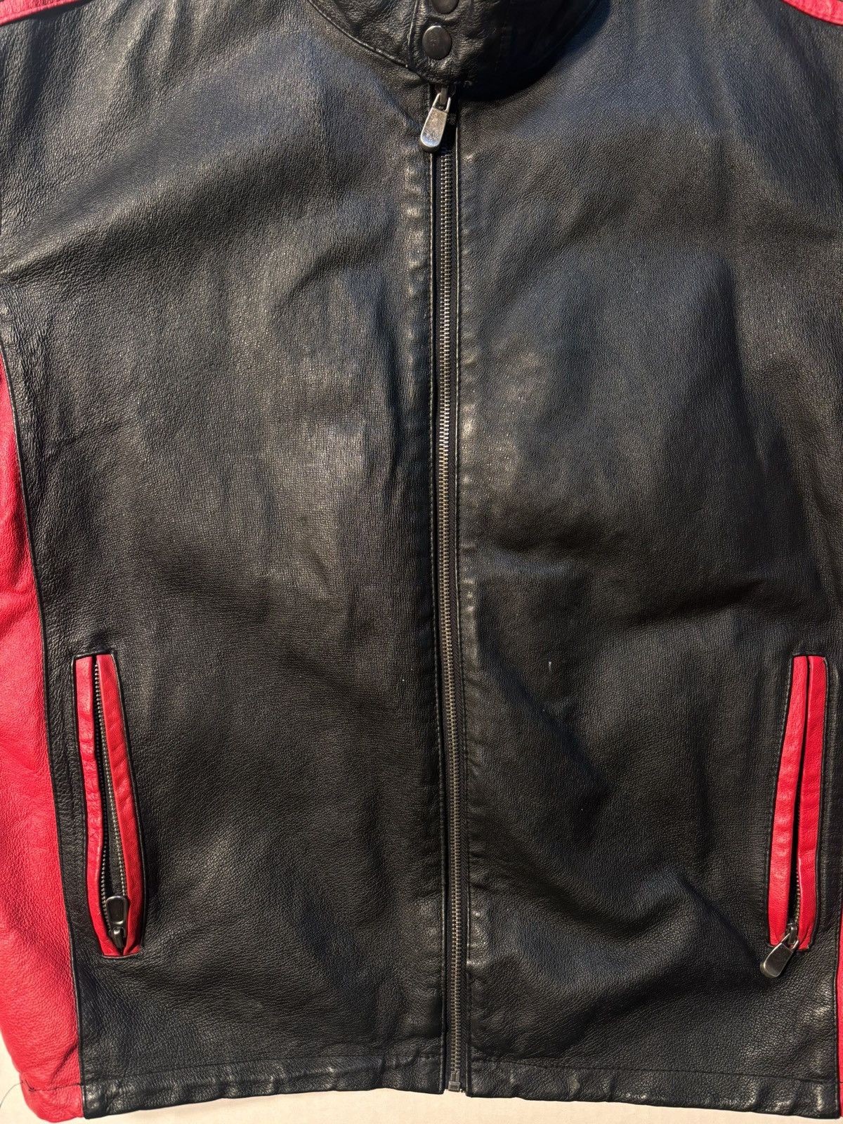 Wilsons Leather Vtg Moto Racing Stripe Cafe Faux Leather Motorcycle Jacket Size US L / EU 52-54 / 3 - 2 Thumbnail
