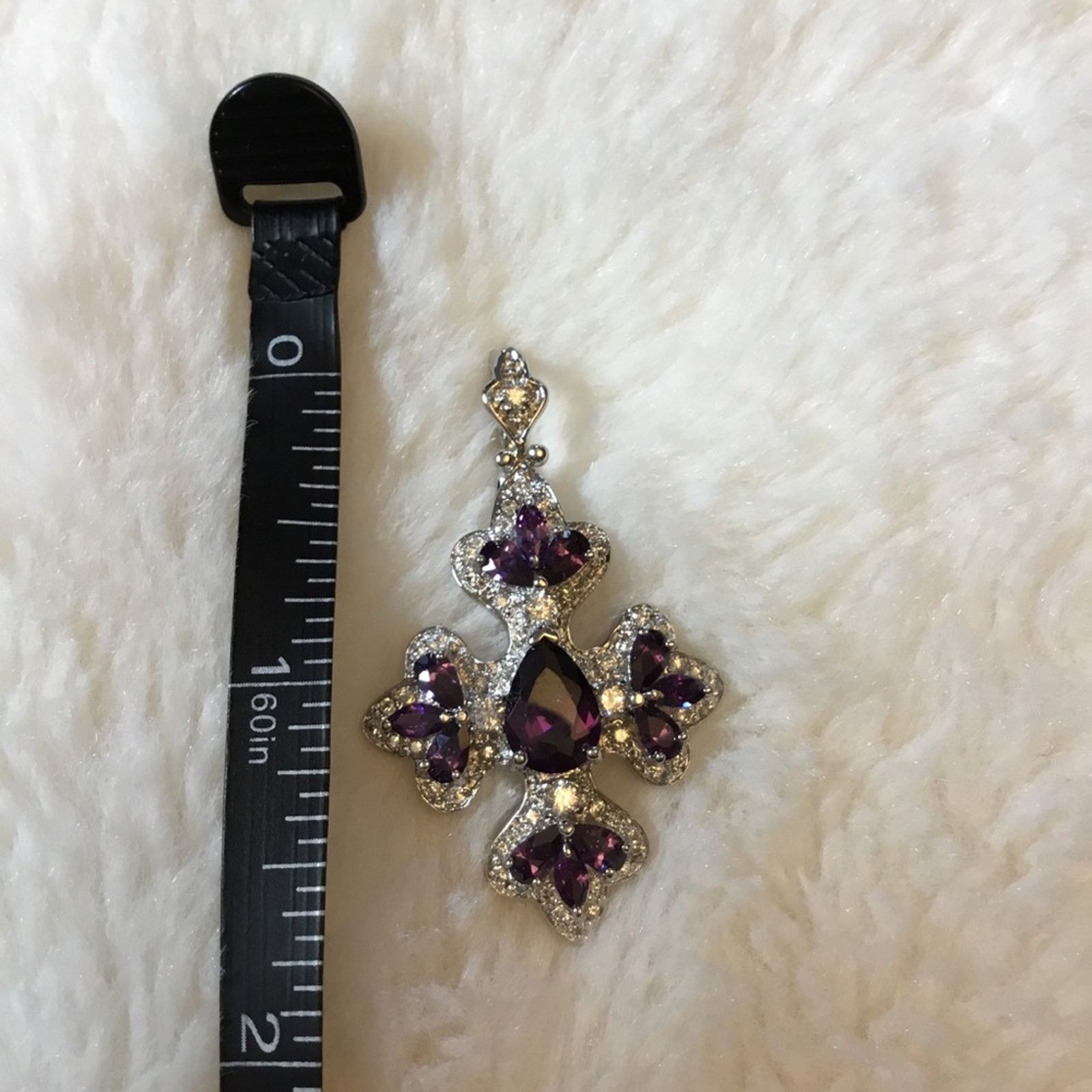 Other Sterling Silver Purple Crystal Flower Pendant Size ONE SIZE - 7 Thumbnail