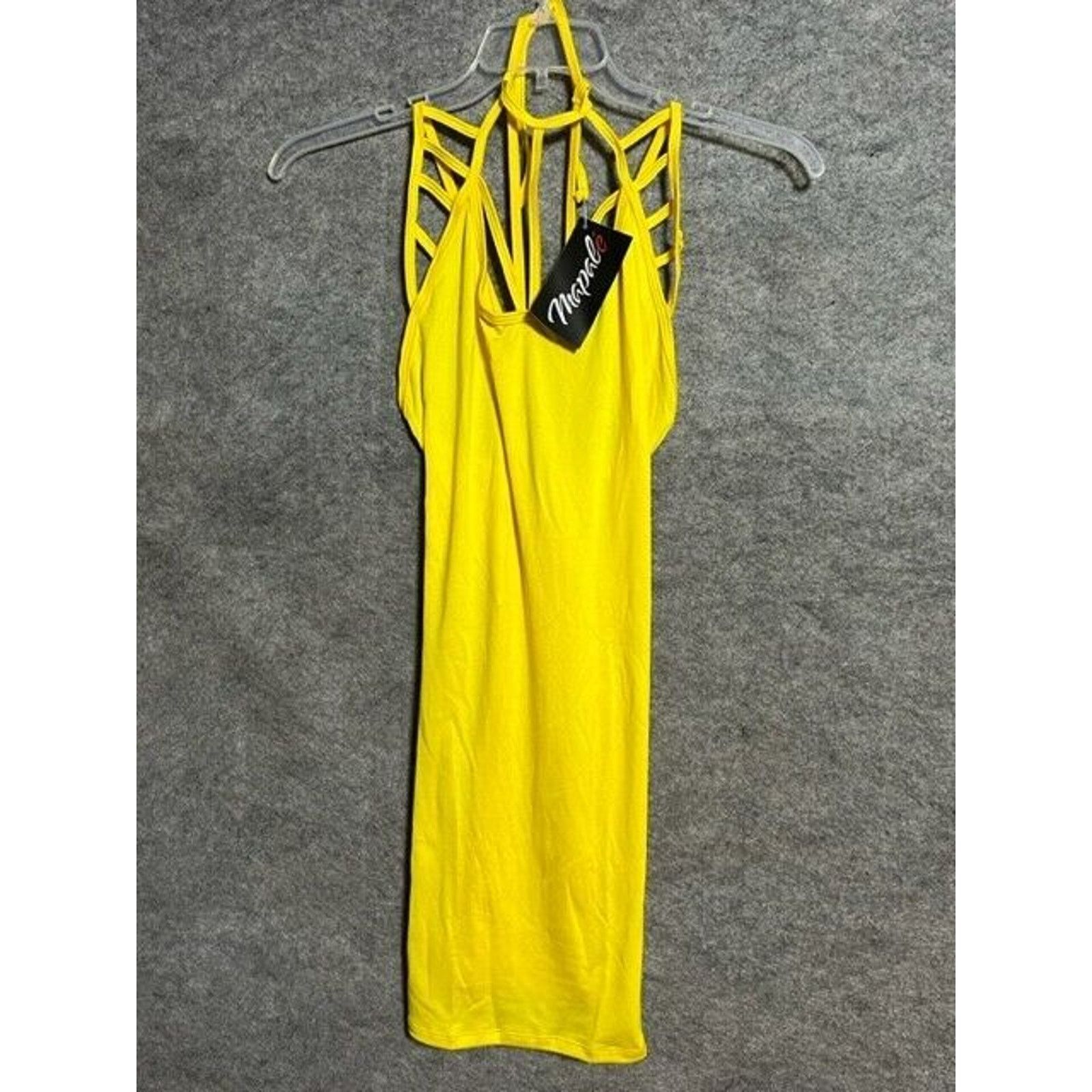 Other Mapale Dress XL Bodycon Short Length Strappy Stretch Yellow Size XL / US 12-14 / IT 48-50 - 1 Thumbnail