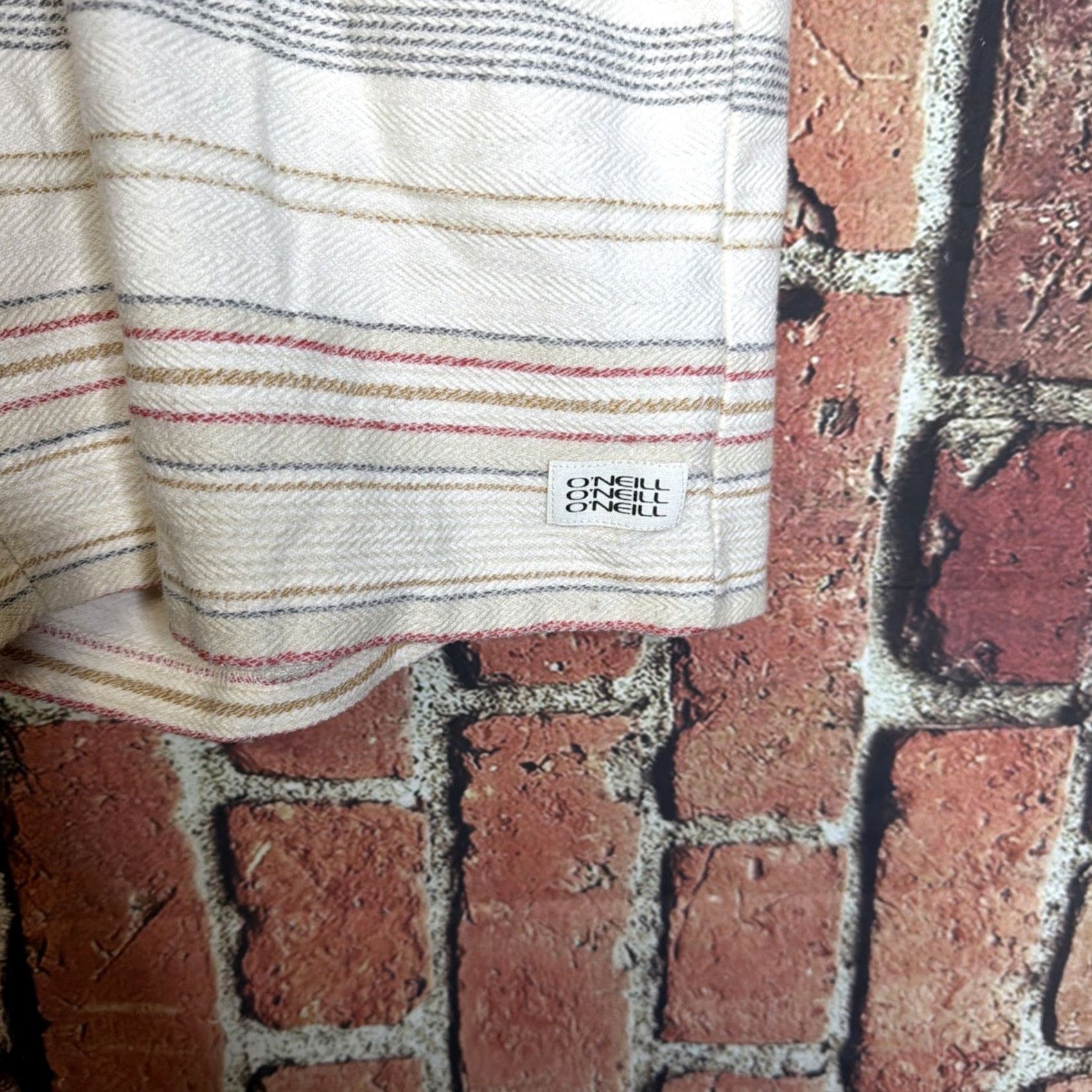 O'Neill O'Neill Mens XL Striped Activewear Shorts Day Summer Walking Drawstring Beige 6in Inseam Athletic Beach Size US 36 / EU 52 - 2 Thumbnail