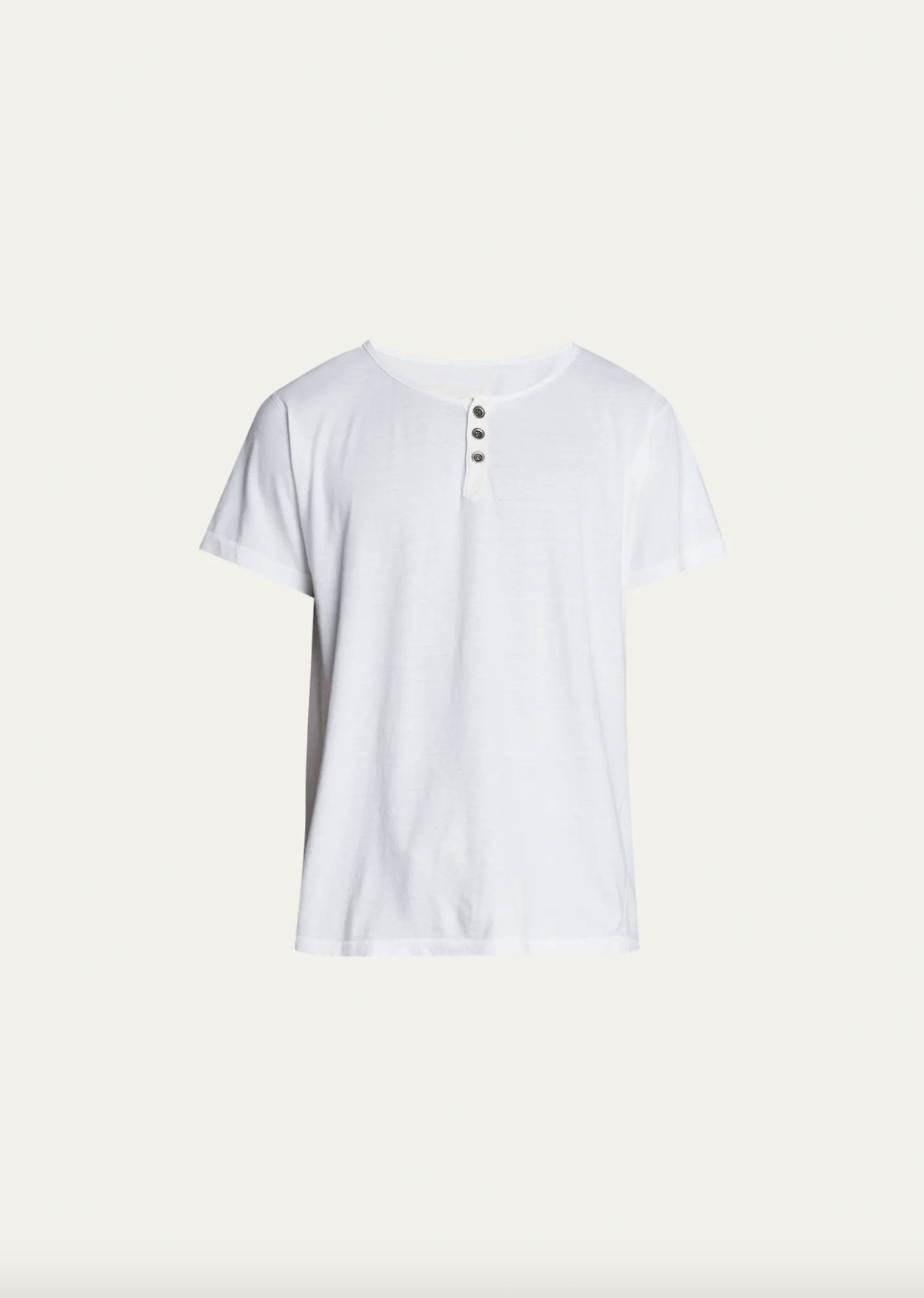 image of $300 Greg Laurent White "short Sleeve Henley" T-Shirt, Men's (Size XS)