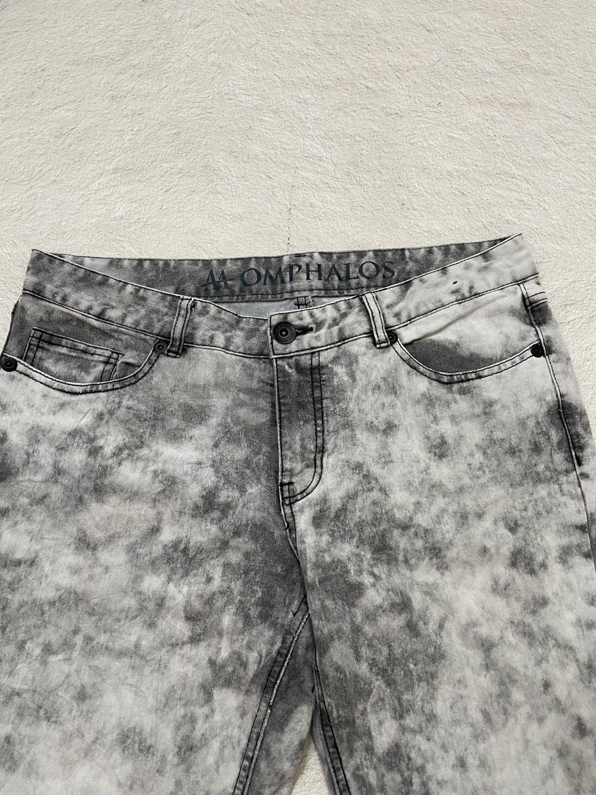 Japanese Brand 2000s Momphalos Grey Acid Wash Denim Pants Embroidered Y2K Size US 33 - 4 Thumbnail