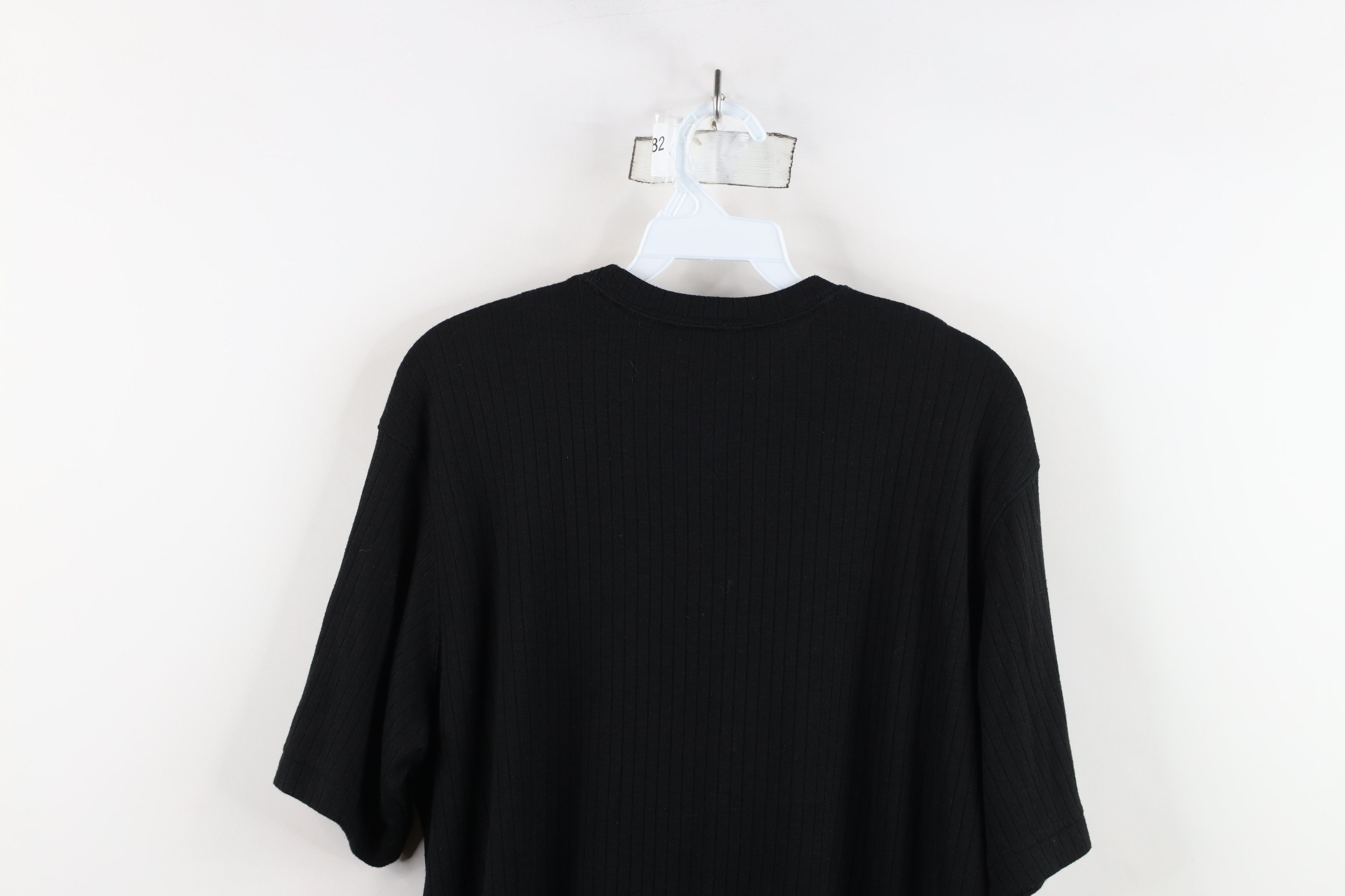 Vintage Vintage 90s Streetwear Faded Blank Ribbed Knit T-Shirt Black Size US M / EU 48-50 / 2 - 7 Thumbnail