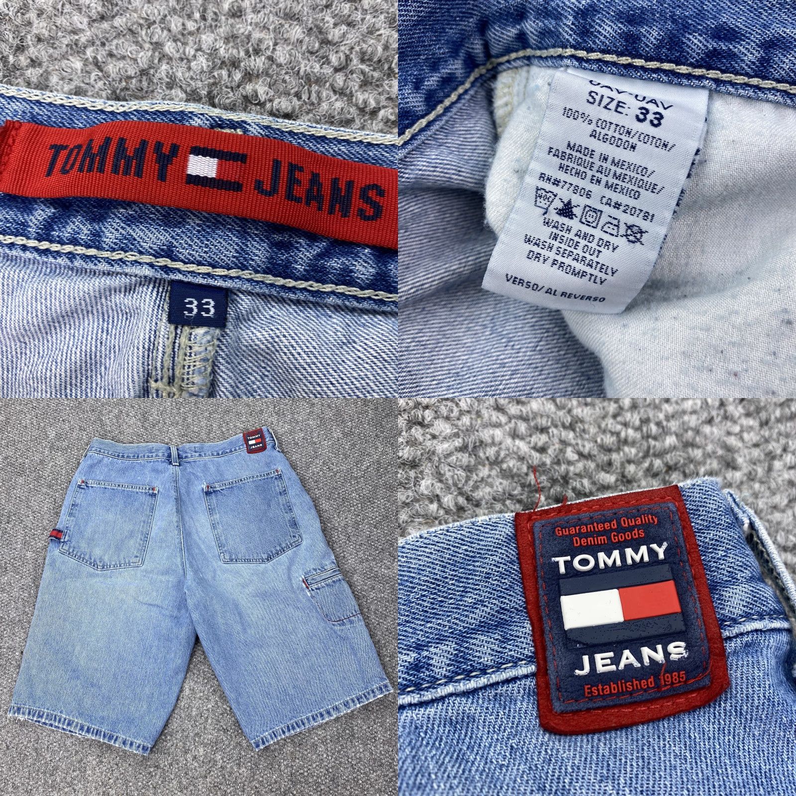 Denime VINTAGE Tommy Jeans Shorts Mens 33 Denim Cargo Distressed 90s Retro Grunge Casual Size US 33 - 8 Thumbnail