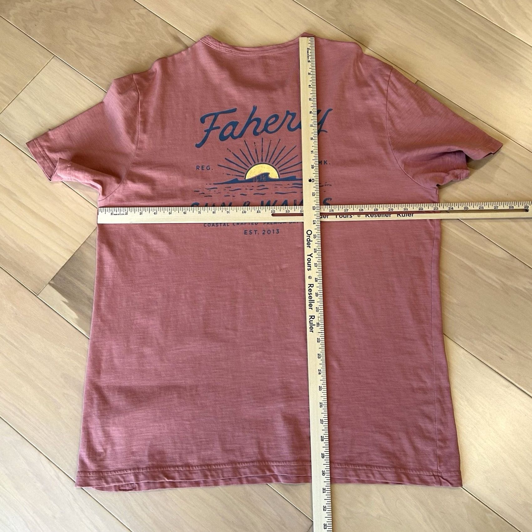 Faherty Faherty Sun & Waves Sunwashed Slub Cotton Tee Short Sleeve Men’s XL Size US 31 - 5 Thumbnail