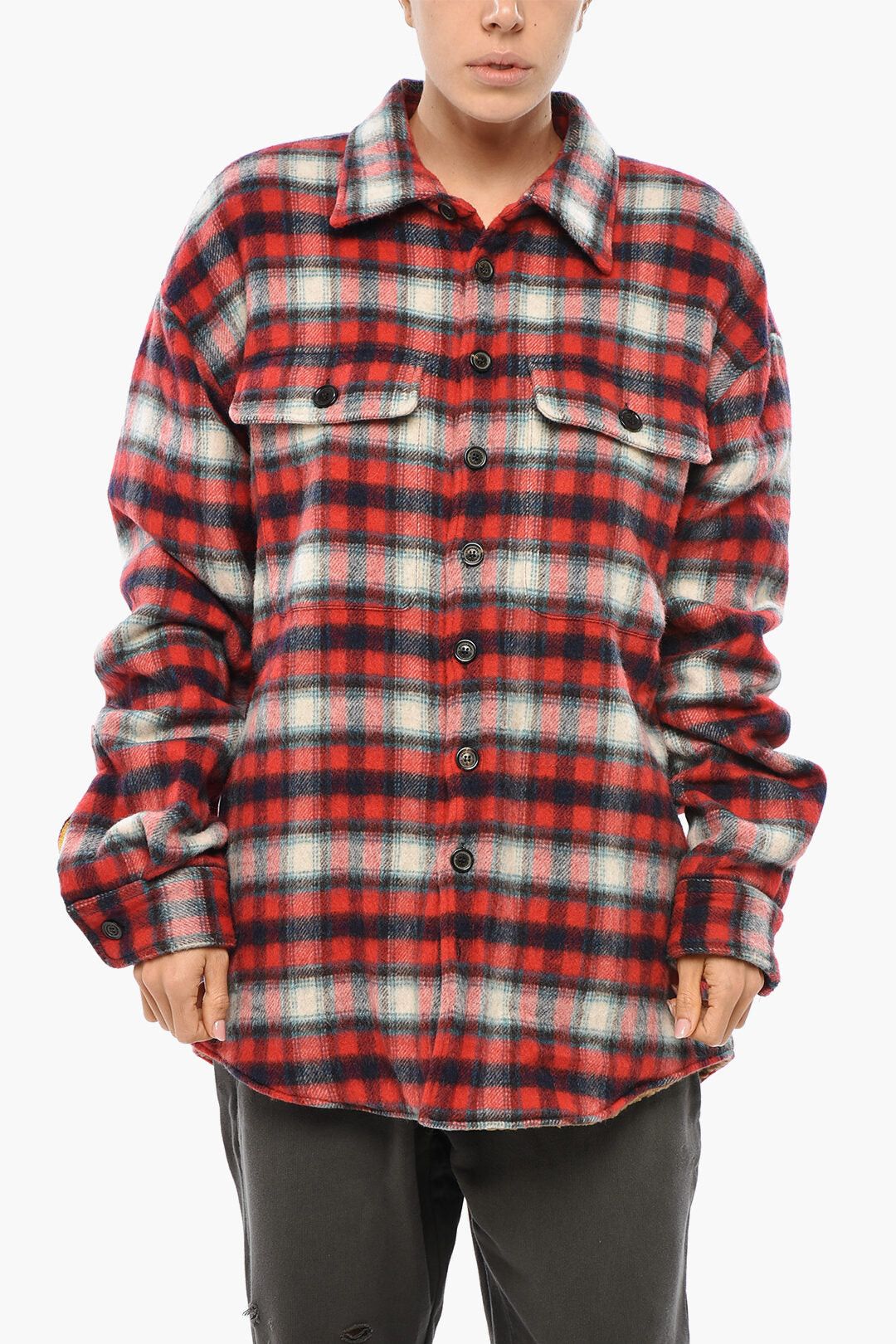 Dsquared2 Eco-Shearling Overshirt With Check Pattern Size S / US 4 / IT 40 - 1 Thumbnail