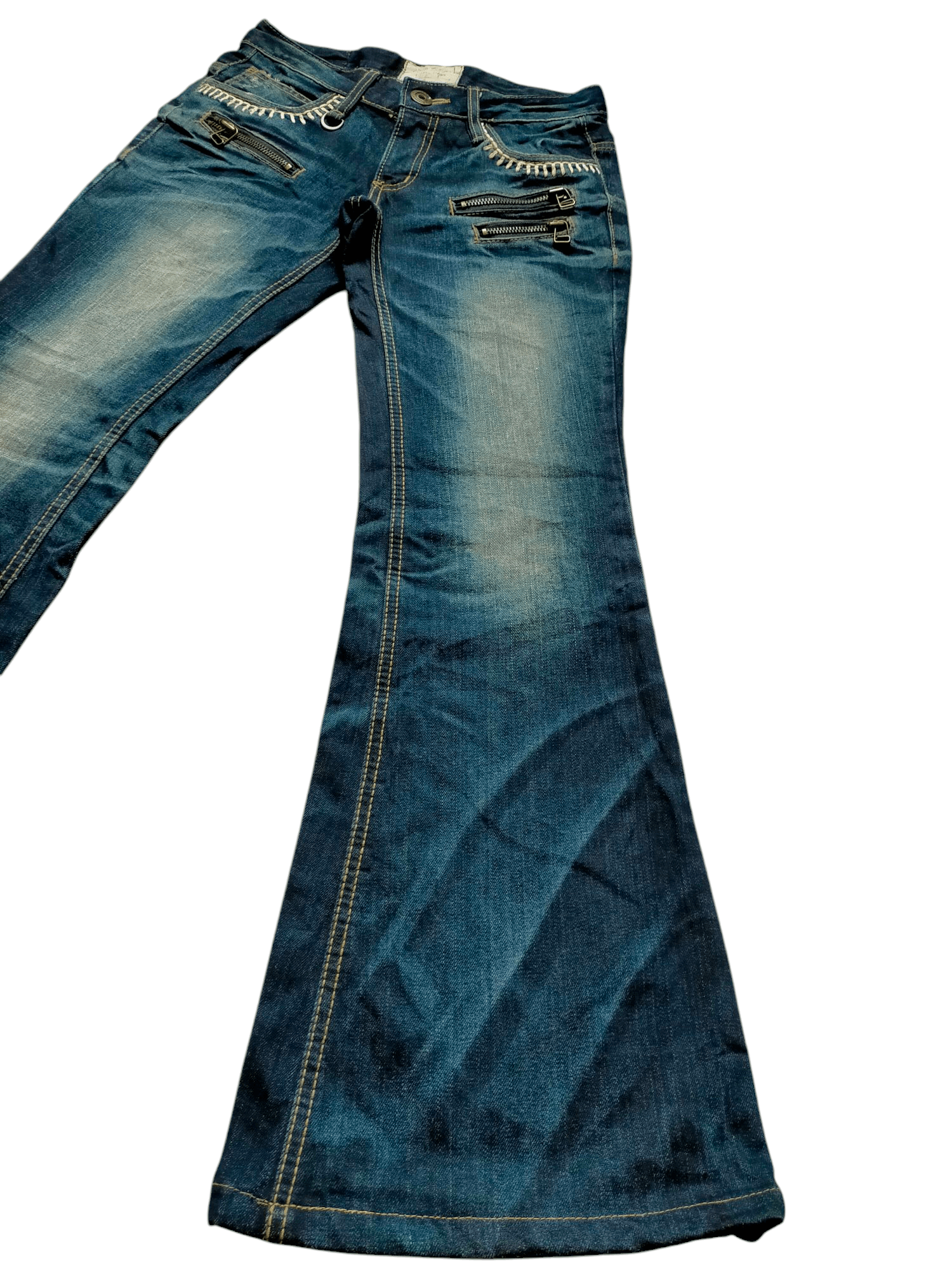 If Six Was Nine × Japanese Brand Flare Jeans Lolita Multizipped Buckle back boot cut Denim Size US 29 - 3 Thumbnail