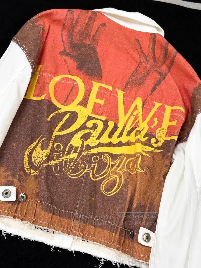 Loewe Loewe White Denim Jacket with Colorful Back Pattern Size XS / US 0-2 / IT 36-38 - 7 Thumbnail