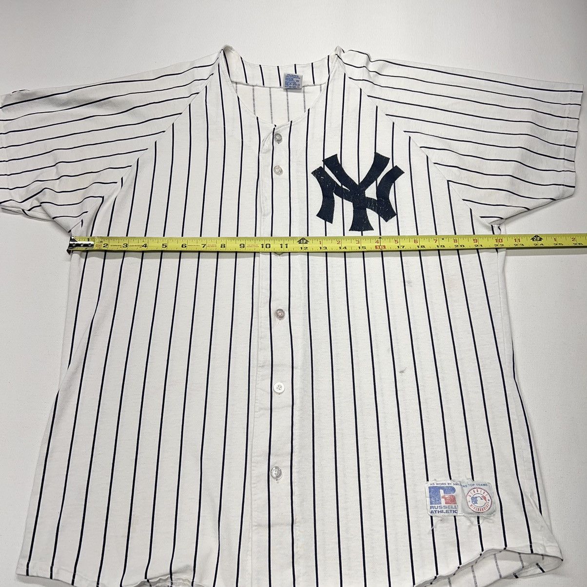 New York Yankees × Vintage VTG Russell Yankees Jersey White Pinstripe Blank Athletic Size US XL / EU 56 / 4 - 24 Thumbnail