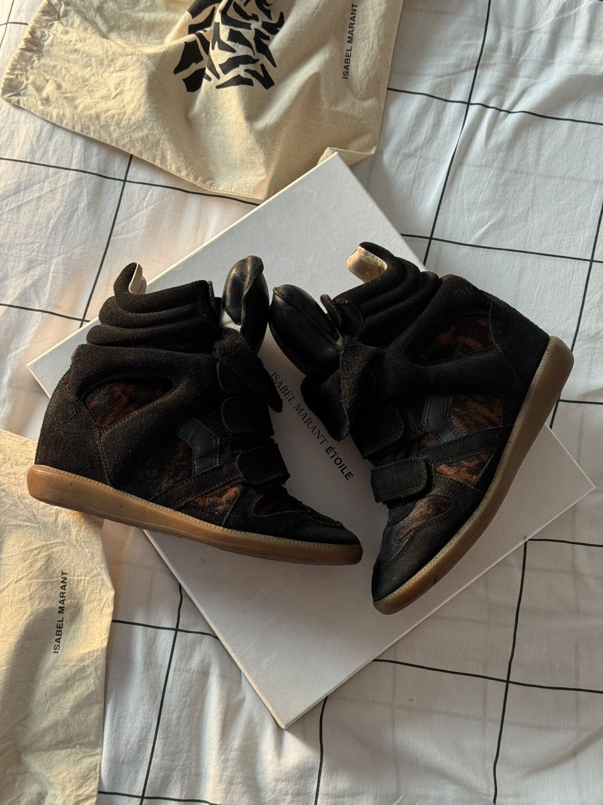 Isabel Marant Isabel Marant Bekett sneakers shoes Washed Black Suede Wedge Size US 7 / IT 37 - 14 Thumbnail