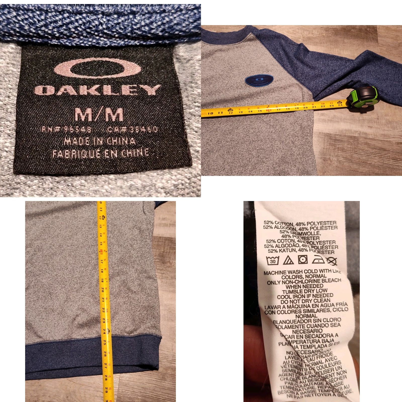 Oakley Oakley Mens Sweatshirt Raglan Style Pullover Gray & Blue Size Medium EUC Size US M / EU 48-50 / 2 - 8 Thumbnail