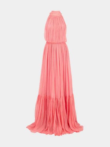 Gucci o1loc1c0226 832084 Tulip Neck Maxi Dress in Pink Size S / US 4 / IT 40 - 1 Thumbnail