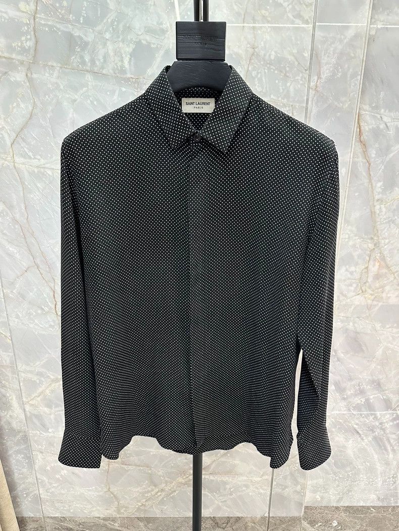 Saint Laurent Paris Saint Laurent Black Dot Silk Shirt Size US M / EU 48-50 / 2 - 1 Thumbnail