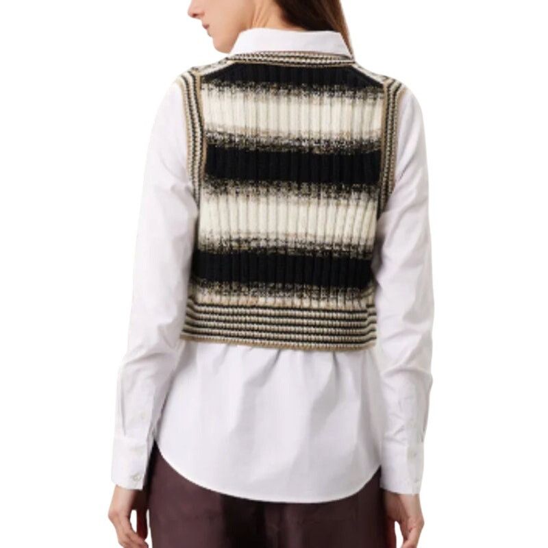 Veronica Beard Veronica Beard Spear Mixed Media Vest in White Multi, Size S Size S / US 4 / IT 40 - 3 Thumbnail