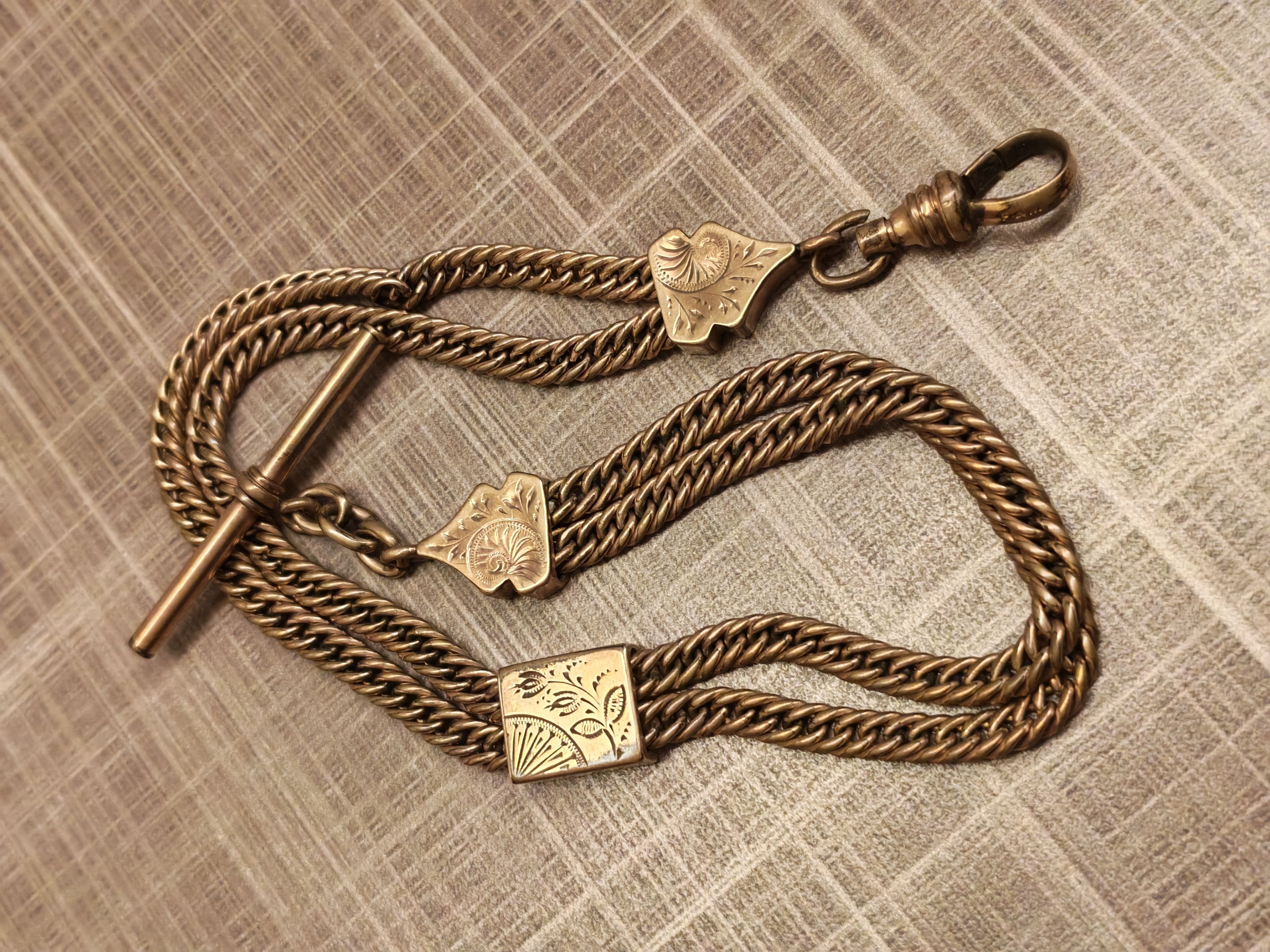 Vintage Antique Victorian T-bar Pocket Watch Chain by F&M Size ONE SIZE - 2 Thumbnail